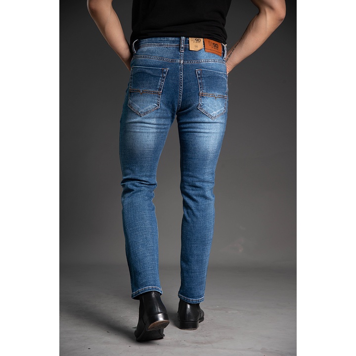 Quần jean nam cao cấp ống đứng H90 màu xanh ghi mài chất co giãn trẻ trung J079