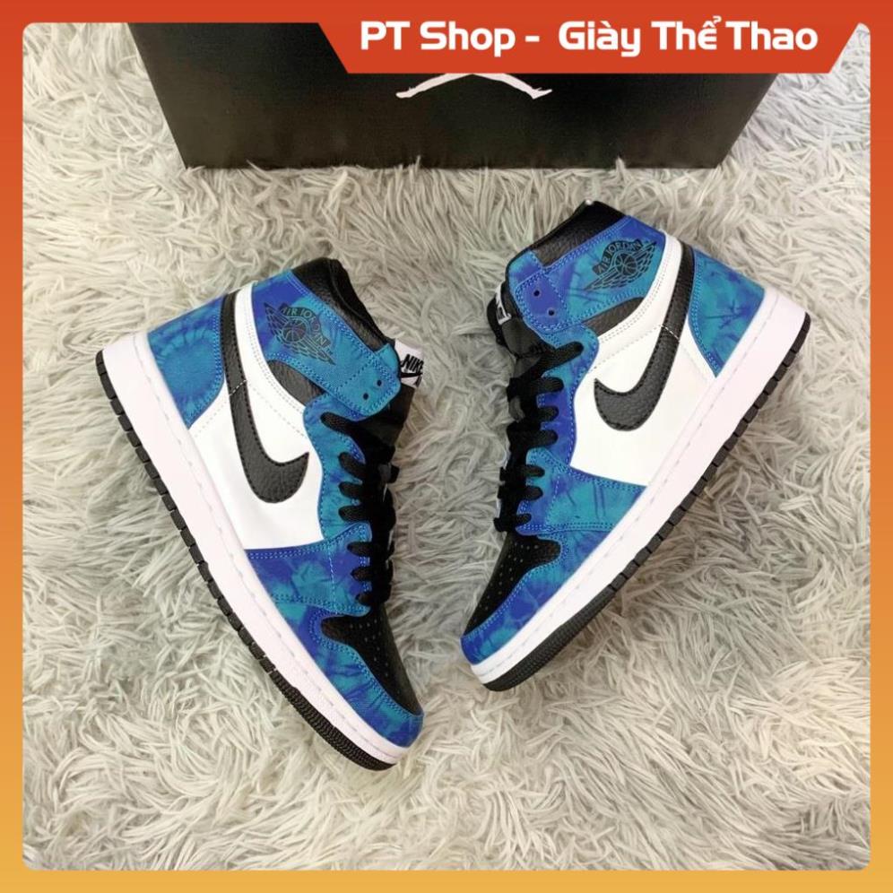 [FreeShip - Hàng Xịn Xả Lỗ] Giày Thể Thao JD Xanh biển đủ bill box, Giày Sneaker JD1 Xanh Loang Cổ Cao Nam Nữ
