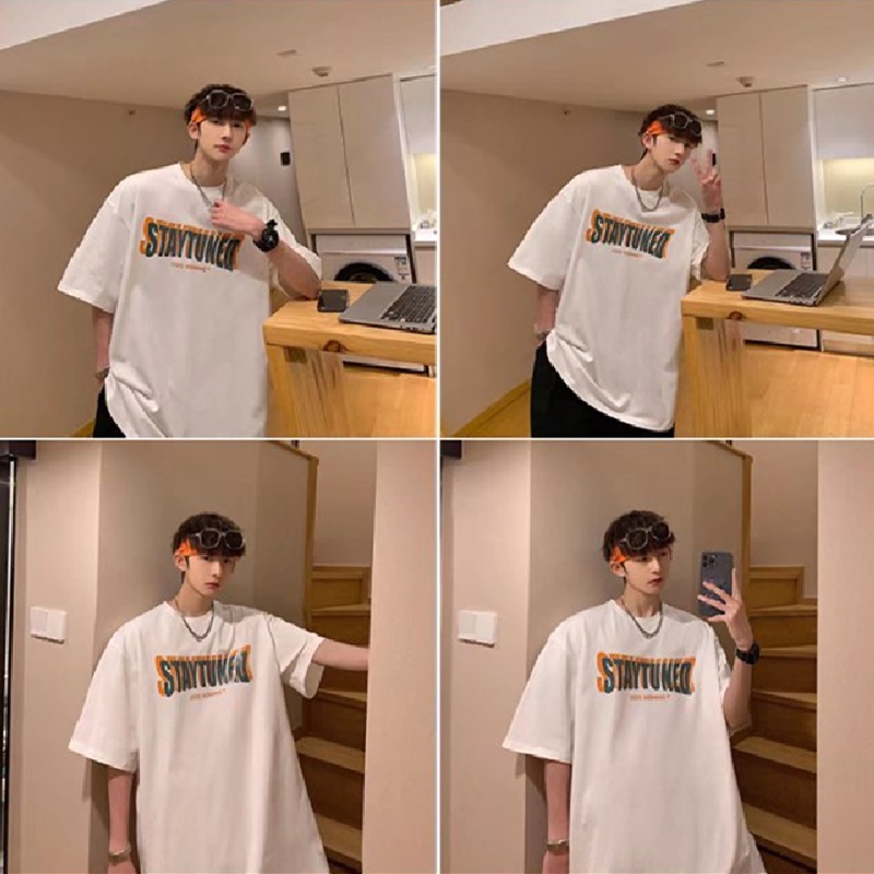 Áo Thun Dáng Rộng In Chữ Phong Cách Hip Hop Nhật Bản Cá Tính Cho Nam