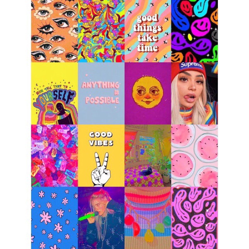 12 tấm Wall Collage keo sẵng bóc dán tường trang trí phòng ngủ - theme Indie gen z