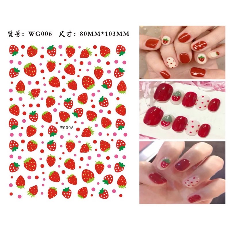 Sticker hoạ tiết trái cây, hình dán móng hoạ tiết trái cây trang trí móng nail