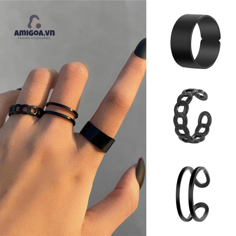 ✨✨ Bộ 3 Nhẫn Xếp Chồng Đơn Giản Sáng Tạo Cá Tính