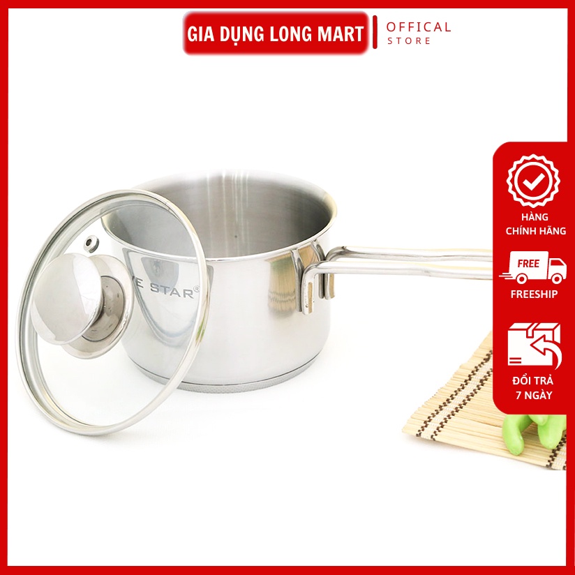 Nồi Quánh 3 Đáy Nắp Kính FIVE STAR Nồi Quấy Bột INOX 403 size 14cm  Sử Dụng Tất Cả Các Loại Bếp  Hàng Chính Hãng