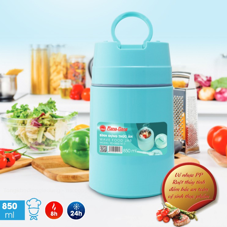 Hộp đựng thức ăn, Bình đựng thức ăn Rạng Đông dung tích 1100ml phủ 3 lớp ủ nhiệt tốt - Hàng chính hãng