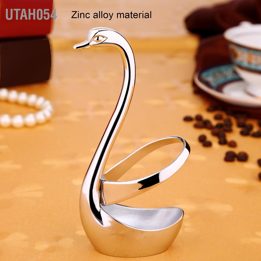 Utah054 5 cái Kẽm Hợp kim Bộ đồ ăn Gương đánh bóng Muỗng Nĩa Hình thiên nga phẳng