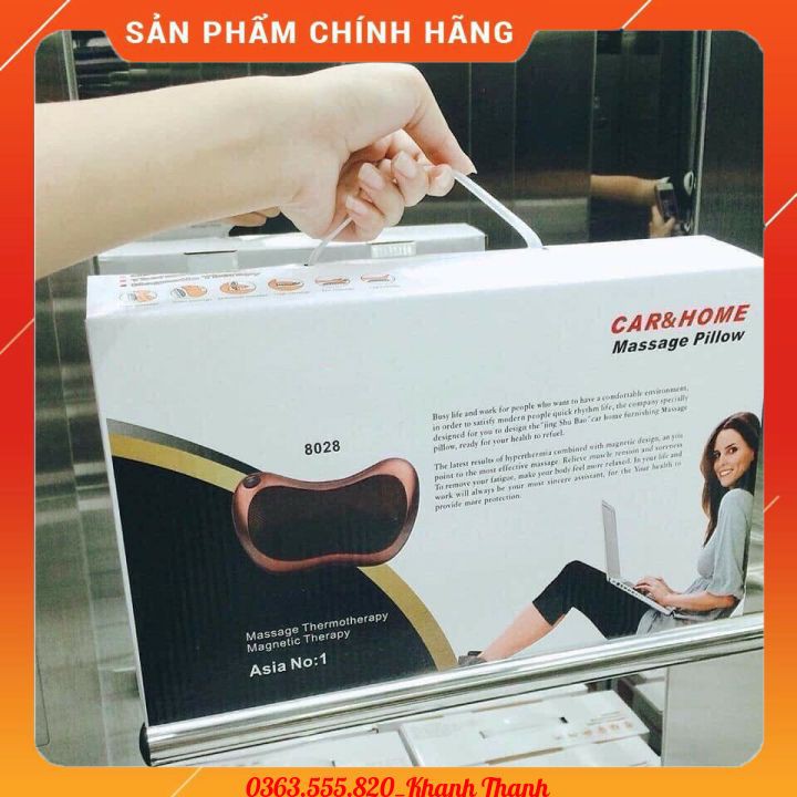 Gối massage hồng ngoại Hàn Quốc 8028 - 8 bi 2 chiều - Massage hồng ngoại sưởi ấm, xạ trị liệu vật lý hiệu quả