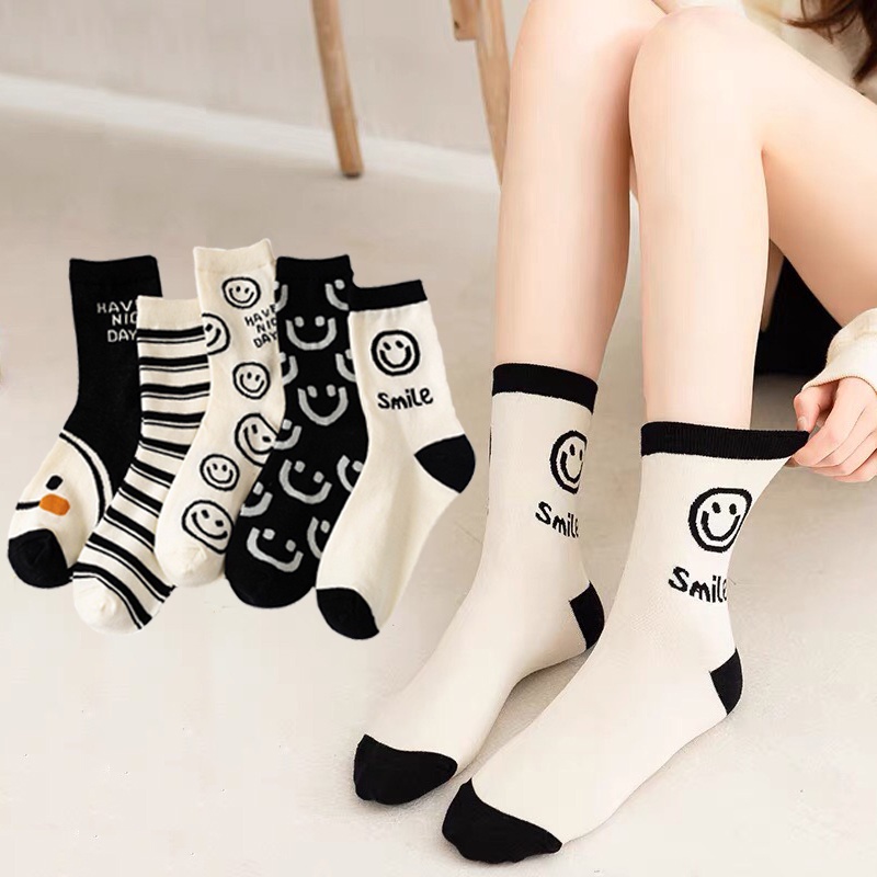Vớ tất chân cổ cao ngắn nữ chất vải mềm dày thoáng khí nhiều màu đẹp TN01 L'Bera