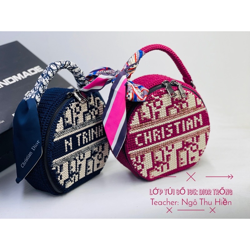 Túi Dior Trống Móc tay Handmade size 18cm