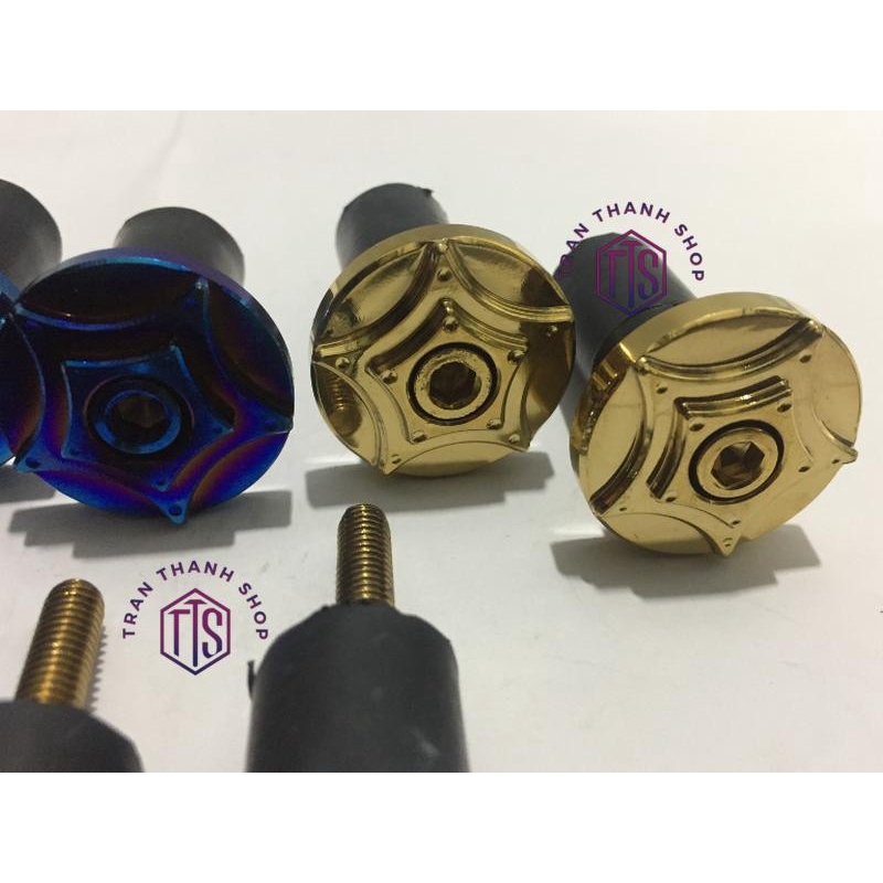 Gù tay lái xe máy INOX CNC - TTS2 (Vàng ánh kim )