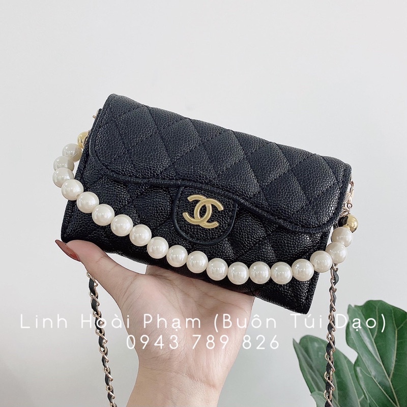 Túi ví nữ đeo chéo mix dây ngọc xinh xắn (ảnh thật)