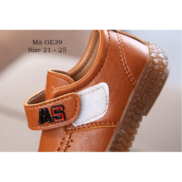 Giày trẻ em - Giày bé trai da mềm kiểu thể thao màu nâu da bò thời trang cho bé 1 - 3 tuổi phong cách Hàn Quốc GE39