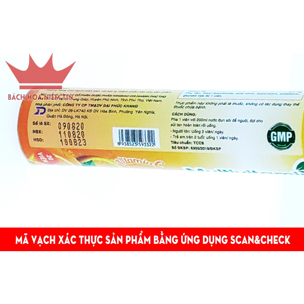 Viên sủi cam Vitamin C PLUSZS Orange - tăng sức đề kháng, giảm chảy máu chân răng - Tuyp 20 viên