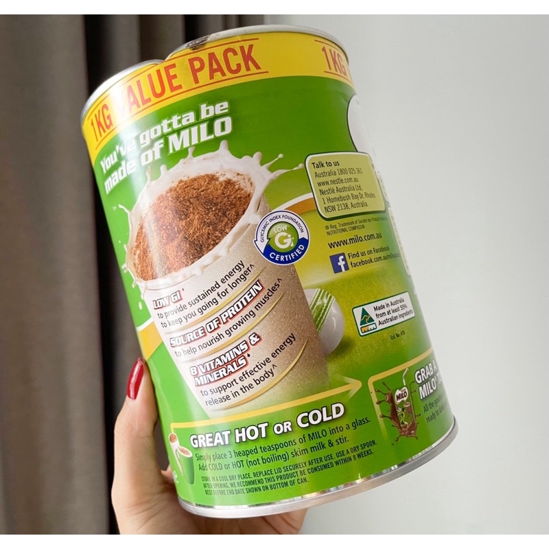 Sữa bột Milo Nestle Úc và sữa A2 nguyên kem 1kg