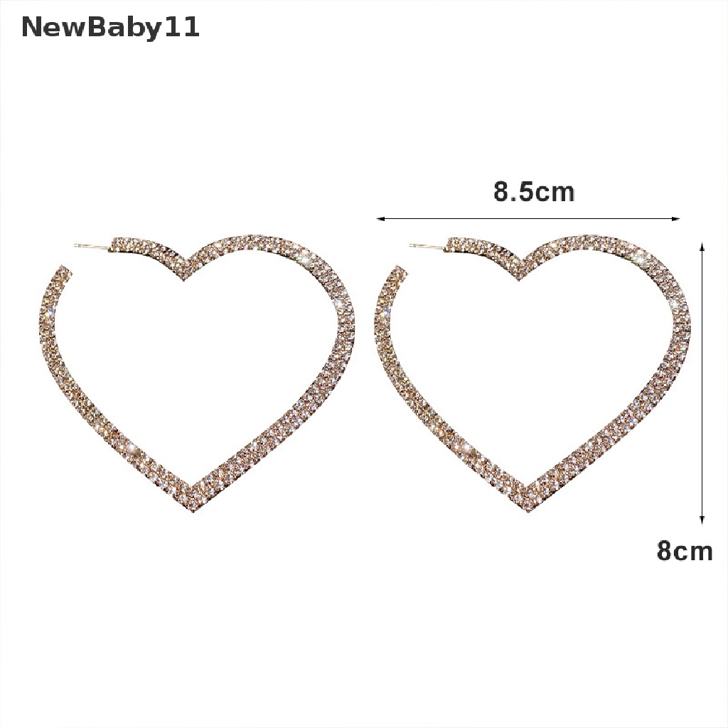 Bông Tai Hình Trái Tim Lớn Đính Đá Thời Trang Dành Cho Nữ