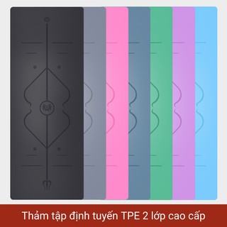 Thảm tập yoga định tuyến 8mm, thảm tập gym chống trượt chất liệu tấm cao su non TPE 2 miếng lớp lót