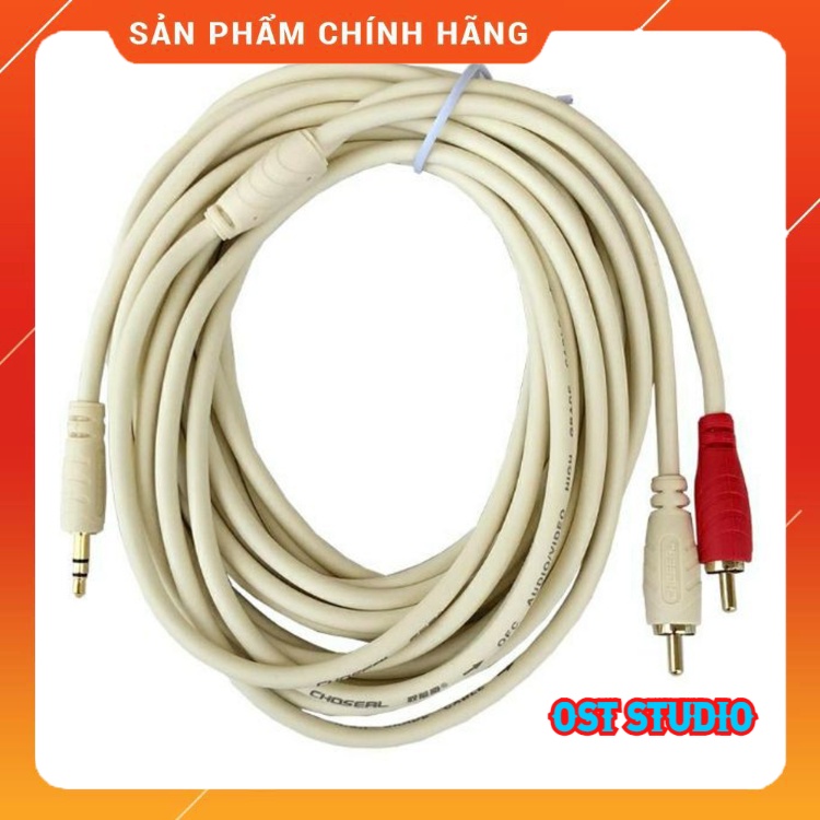 Dây Cáp Tín Hiệu 1 Đầu 3.5 Ra 2 Đầu Bông Sen AV Dài 1.8M-5M Hãng Choseal. Thu Tín Hiệu Cực Tốt,Độ Bền Cực Cao