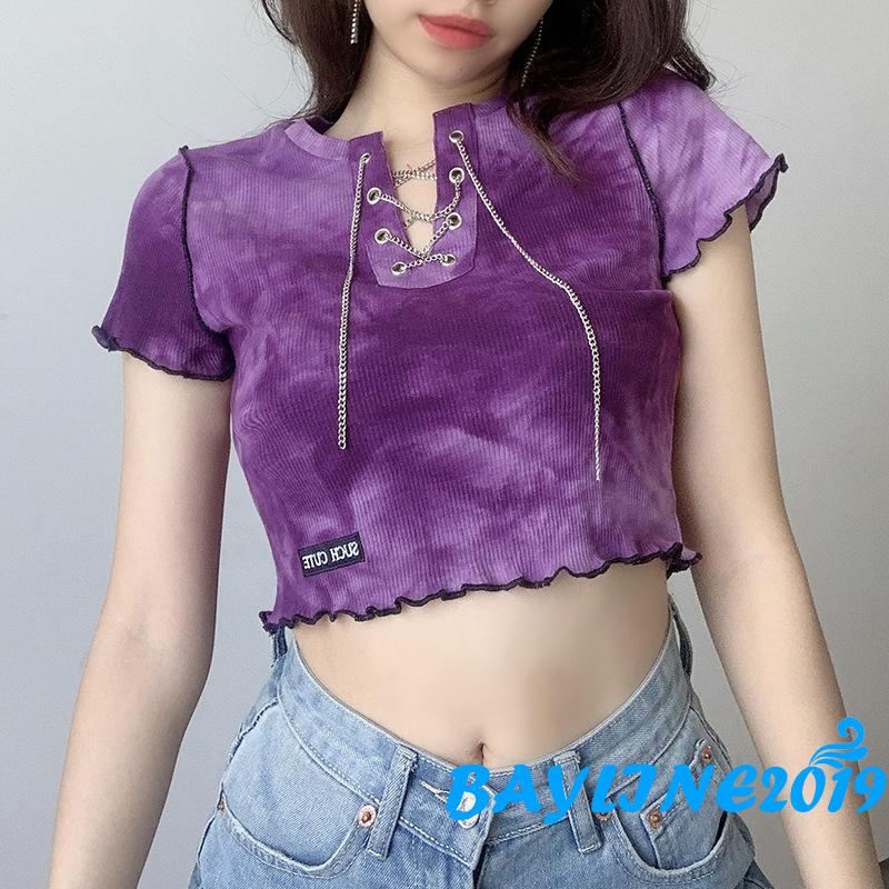 Áo Croptop Tay Ngắn Thời Trang Cho Nữ