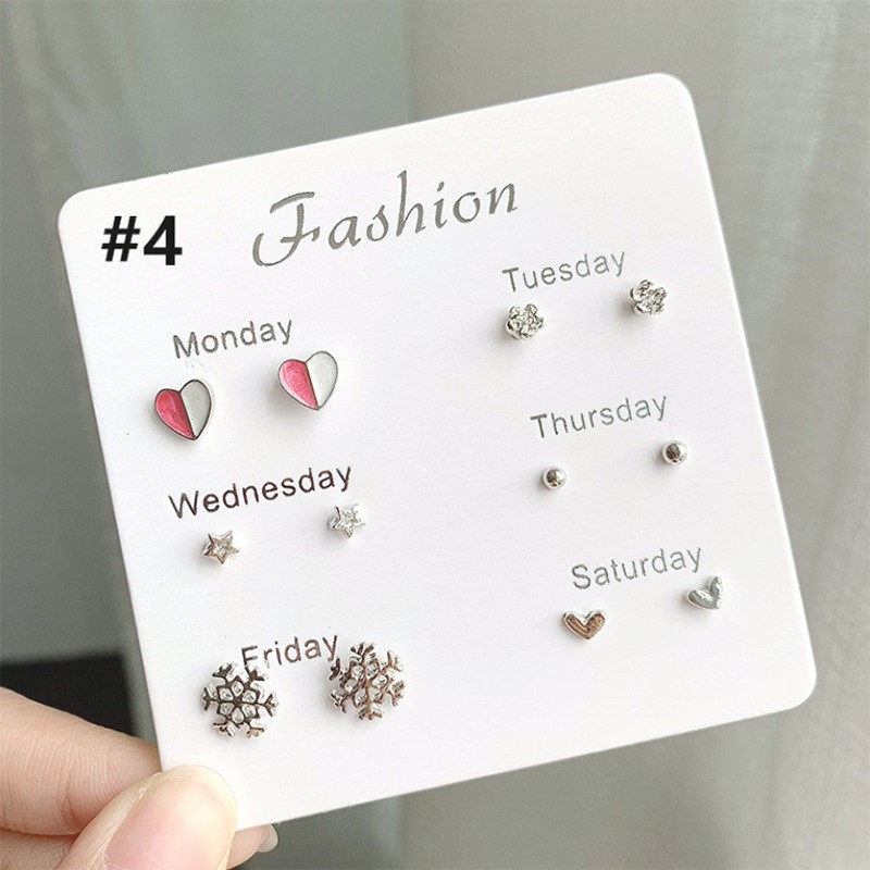 Set 6 khuyên tai đính đá ngọc trai nhân tạo phong cách Hàn Quốc dành cho nữ