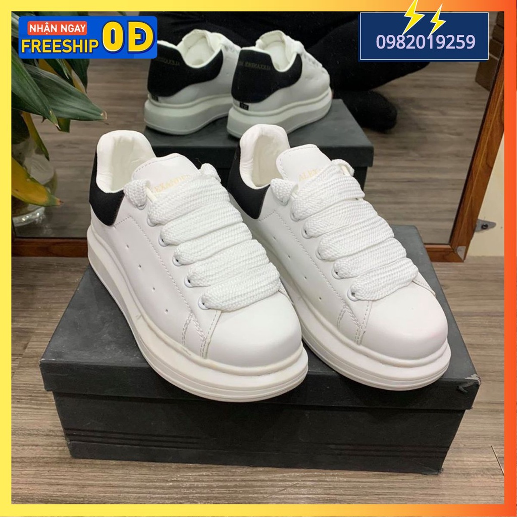Giày  MCQ  Freeship Độn Đế 3 Phân Màu Trắng Gót Đen Hot Trend