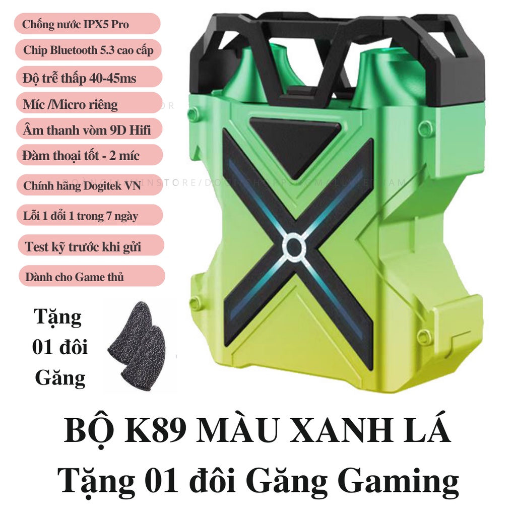 Tai nghe không dây bluetooth gaming K89 ENC vỏ nắp bật, bass 11D có dây đeo thép tặng kèm