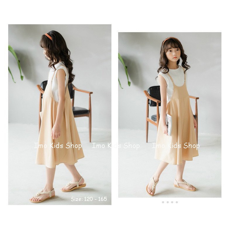 Sét yếm bé gái size đại 25-47kg quần áo bé gái hàng Quảng Châu cao cấp áo thun gân kết hợp vói yếm nữ giả váy thời trang
