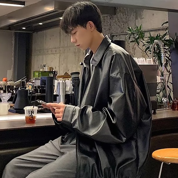 Thời trang áo khoác da leather jacket nam form rộng vintage  áo khoác bomber tay da phong cách hàn quốc áo khoác dây kéo unisex