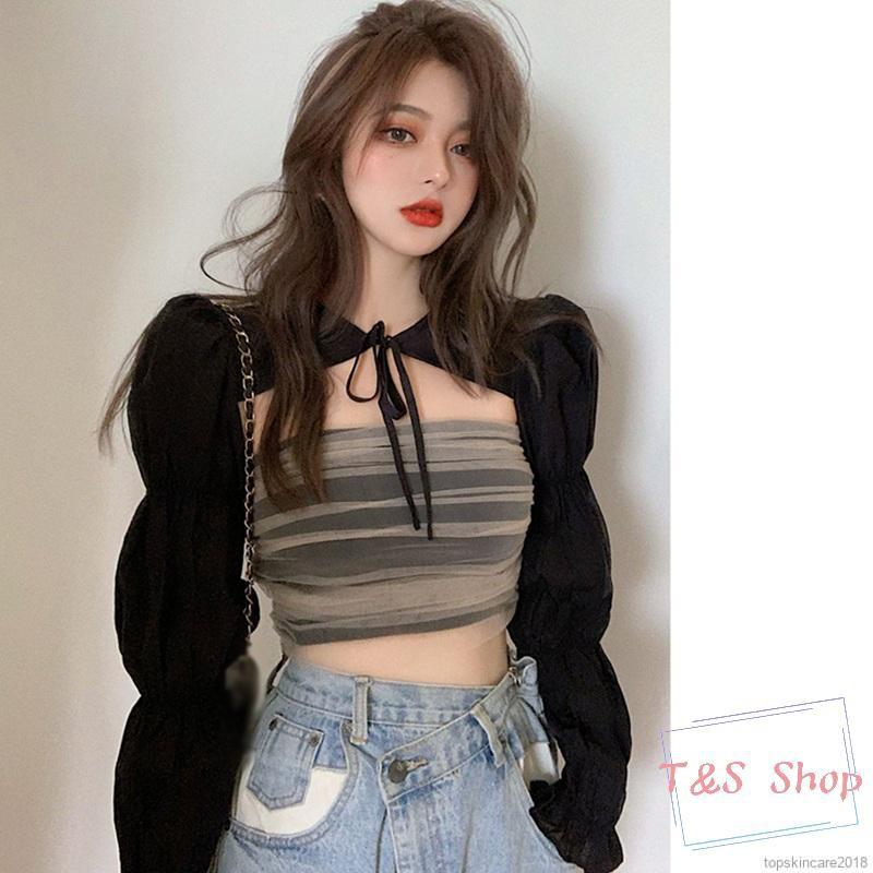 Bộ áo ống kèm khăn choàng thiết kế thời trang độc đáo cho nữ