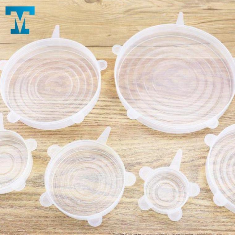 Set 6 Miếng Nắp Đậy Silicon Co Giãn - Bọc Chén, Bát, Thực Phẩm Cần Bảo Quản