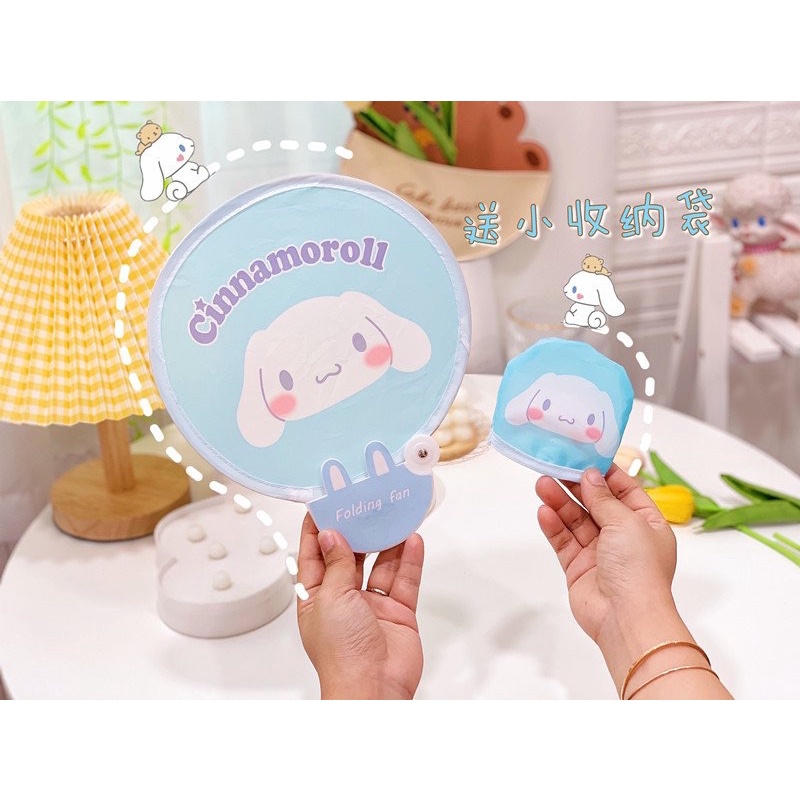 Quạt vải cầm tay bỏ túi Hello Kitty - Doremon Doraemon