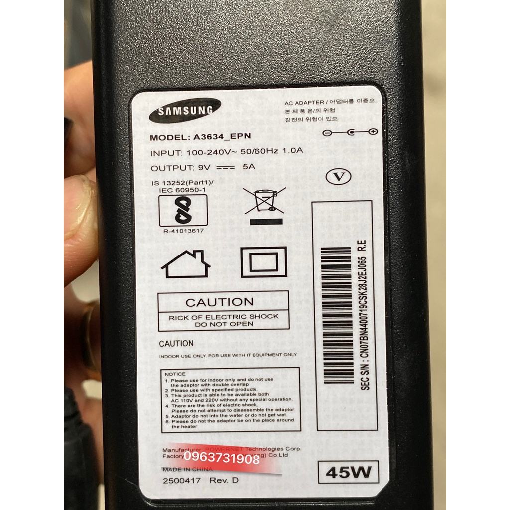 Adapter nguồn 9V 5A chính hãng