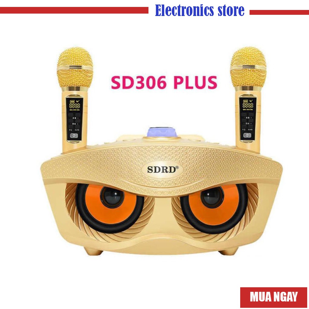 Loa Bluetooth karaoke SDRD SD 306 Plus bản 2020 đa năng, Loa kèm 2 micro hát karaoke Không dây- Phiên Bản Nâng Cấp lọc