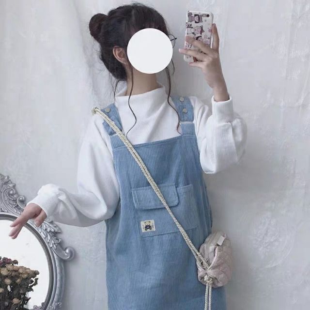 (Sẵn Váy Hồng) Váy Mùa Đông Váy Nhung Áo Len Cho Nữ Ulzzang