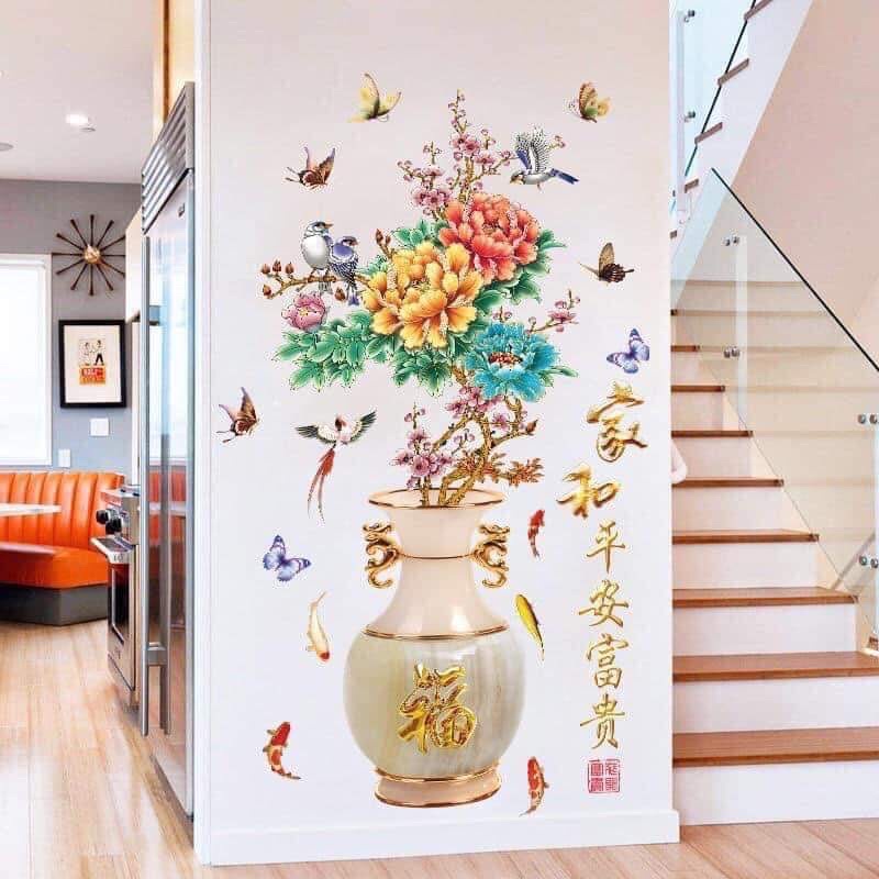 Tranh decal lục bình hoa, tranh công