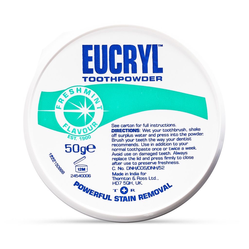 Bột đánh răng tẩy trắng 30Shine phân phối chính hãng Eucryl Toothpowder 50g trấng sáng chăc khoẻ