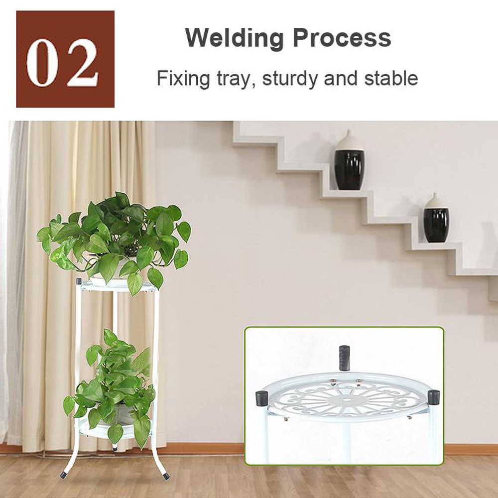 Giá đỡ chậu hoa/ cây cảnh 2 tầng bằng kim loại siêu bền thích hợp trang trí nhà cửa/ sân vườn