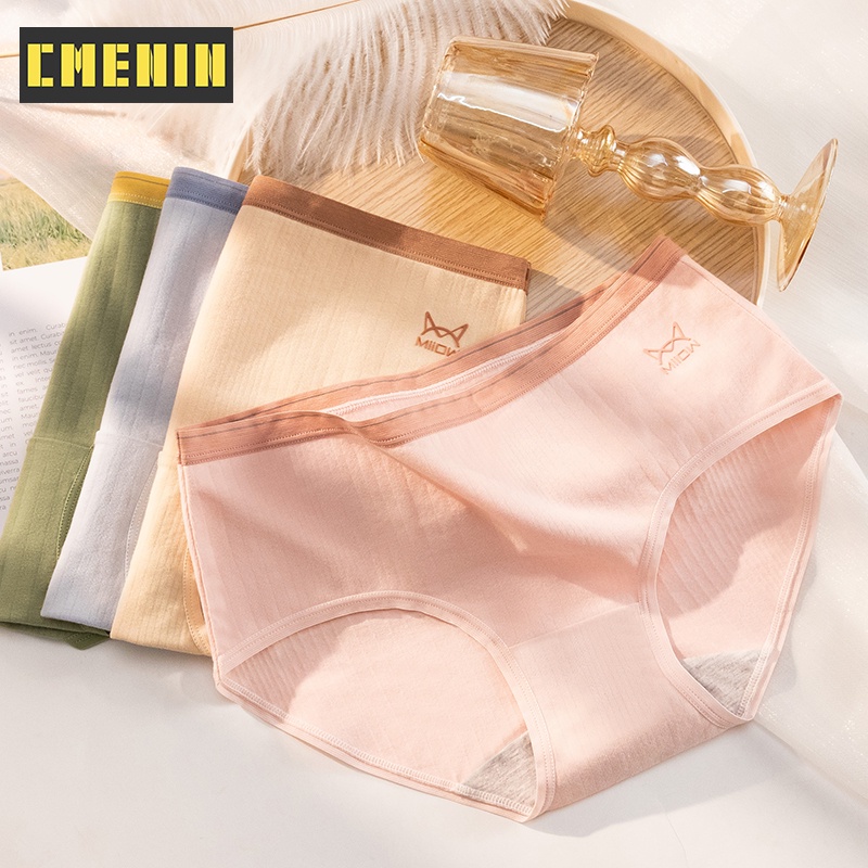 Bộ 4 Quần Lót Cotton Thoáng Khí Kháng Khuẩn Quyến Rũ Dành Cho Nữ 4Mm2406