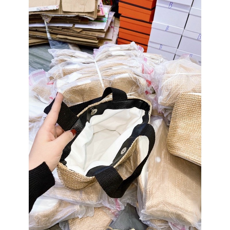 Túi Cói Cầm Tay Bản To - Túi đeo vai bằng vải rơm dệt thời trang đi biển cho nữ