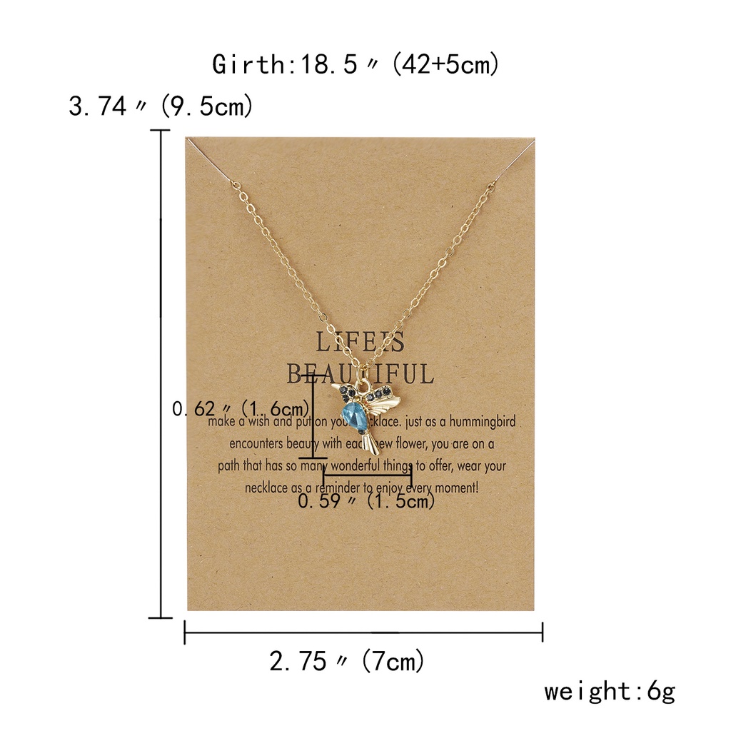 Set Khuyên Tai + Vòng cổ + Bông Tai Hình Chú Chim Ruồi Đáng Yêu Thời Trang