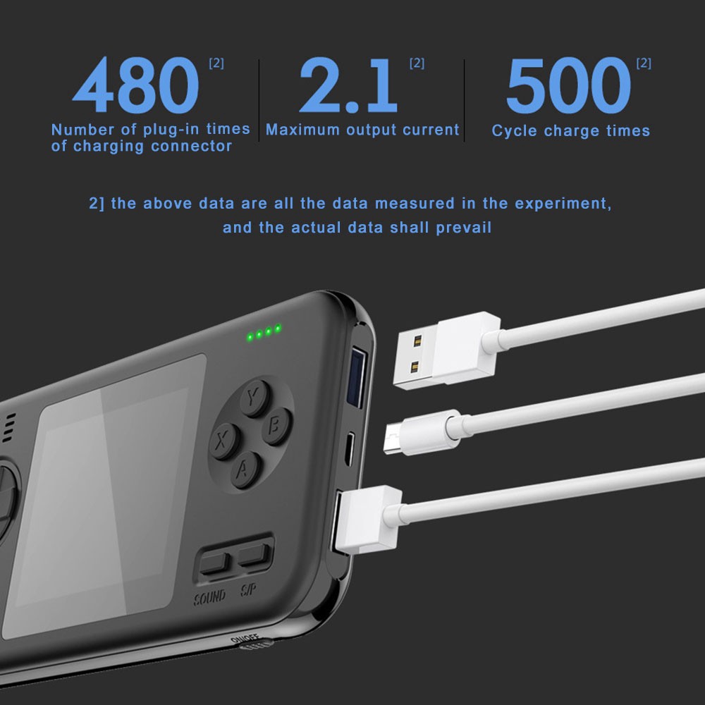 Máy Chơi Game 416 Trò Chơi - Kiêm Sạc Dự Phòng 8000 Mah - 2 Cổng Usb 2020 tặng kèm dây sạc adroi ngắn