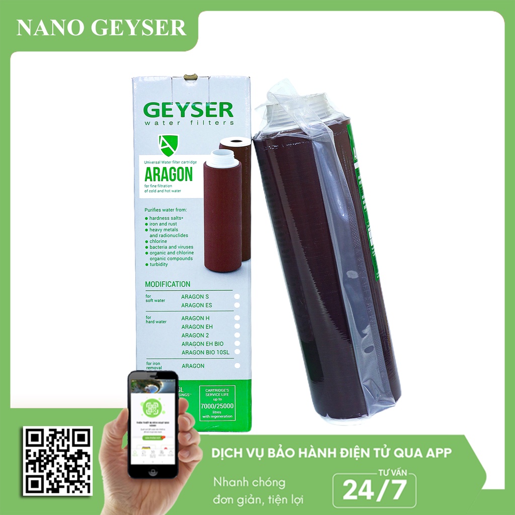 Bộ 3 lõi lọc nước 123 dùng cho máy Geyser Ecotar 3, Ecotar 6, Lõi Ecotar, Aragon, CBC Nano Geyser