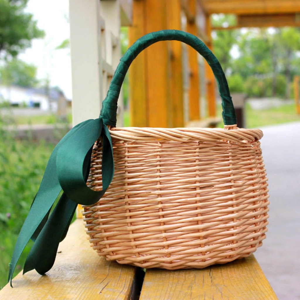 Lều Cắm Trại / Dã Ngoại Chất Lượng Cao Giỏ Mua Sắm Bằng Rơm Tổ Chức Thực Phẩm Màu Đỏ Rượu Sâm Panh Phong Cách Mới