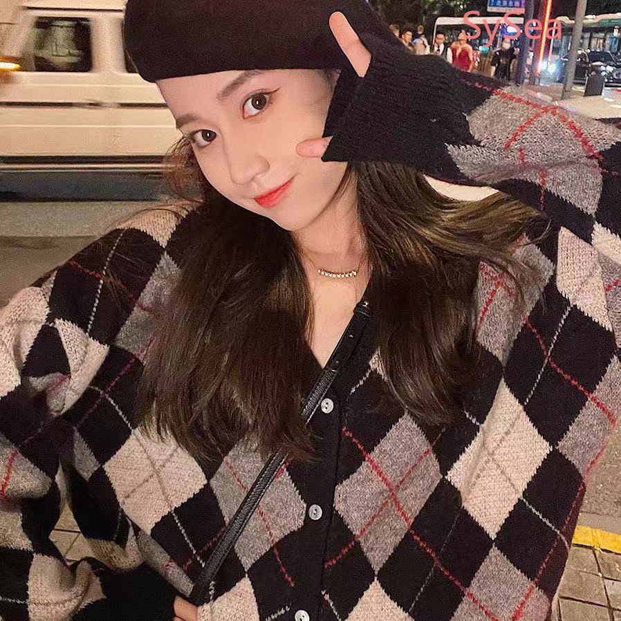 Áo khoác cardigan dệt kim tay dài đính đá thời trang mùa đông dành cho nữ