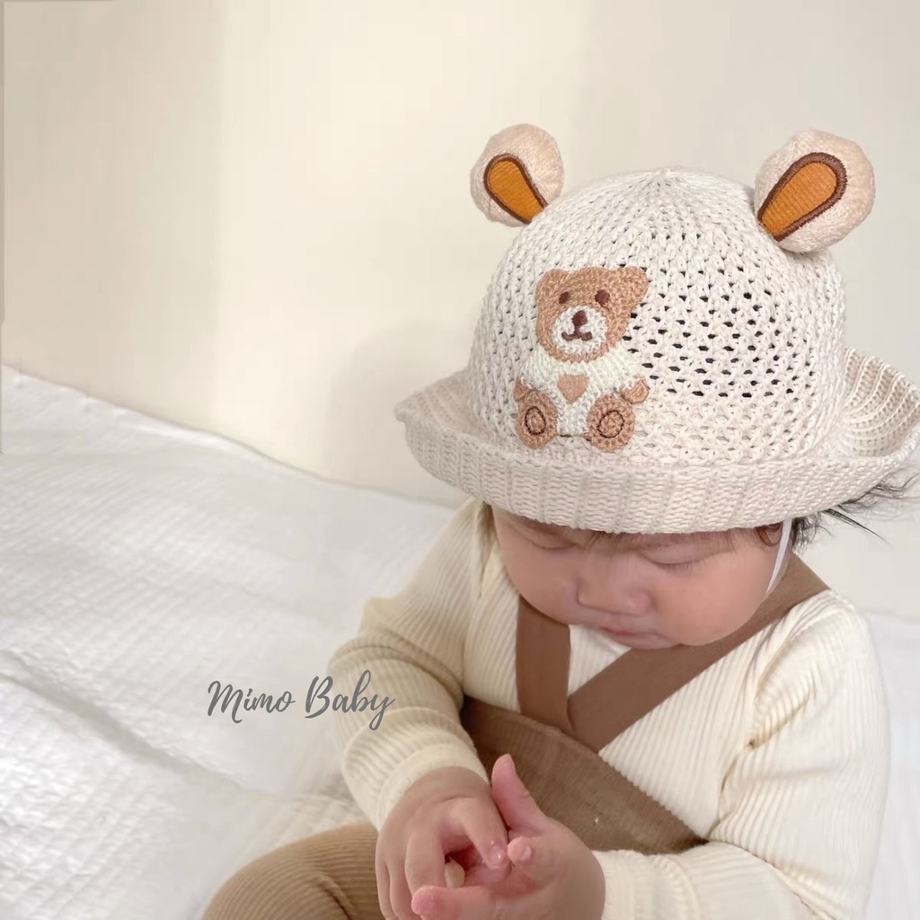 Mũ nón cói tai gấu thoáng khí dễ thương du lịch hè cho bé 6-18m Mimo baby MH113
