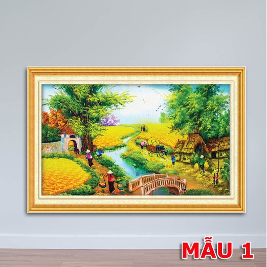 [Siêu rẻ] {SALE 349K} Tranh đồng quê sắc nét, gỗ MDF cao cấp size 50x75cm - tặng vòng phong thủy