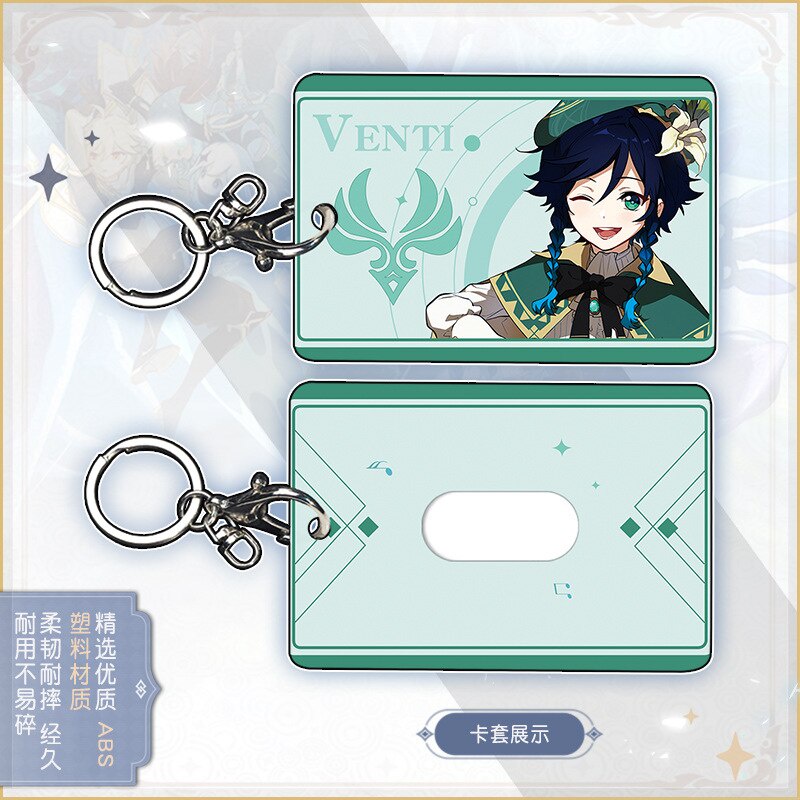Anime Genshin Impact Abs Sinh viên Id Xe buýt Chủ thẻ ngân hàng Kell Xiao Venti Keychain Card Case Bìa Hộp Mặt Dây Chìa Khóa Trang Trí Nội Thất Cosplay Quà Tặng