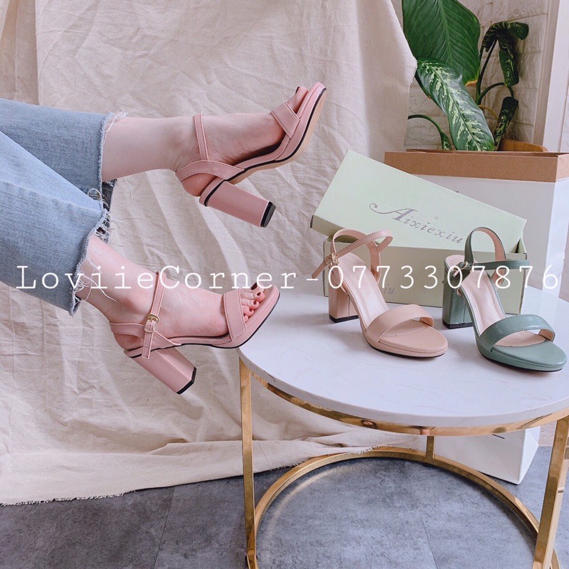 LOVIIECORNER- SANDAL CAO GÓT ĐẾ VUỐNG 9CM - SANDAL QUAI MẢNH ĐẾ ĐÚP 9CM - SANDAL CAO GÓT ĐÚP ĐẾ 10 PHÂN 10CM G200724