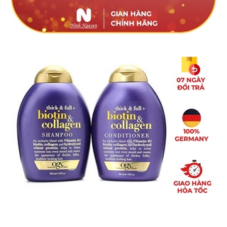 Dầu Gội Xả Biotin $ Collagen OGX Bảo Vệ Và Ngăn Ngừa Rụng Tóc - 2 Lọ 385ml