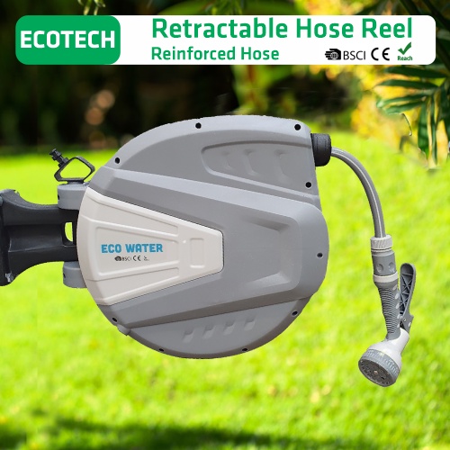 BỘ VÒI TƯỚI TỰ CUỐN ECO WATER HOSE REEL: Tiêu chuẩn Châu Âu, đầu phun đa năng 9 kiểu, 2 lựa chọn.