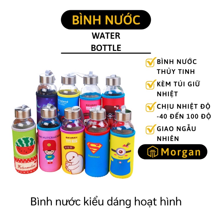 Bình Đựng Nước - Bình Nước Thủy Tinh Có Túi Giữ Nhiệt Chịu Nhiệt Độ Cao 300ml 5025