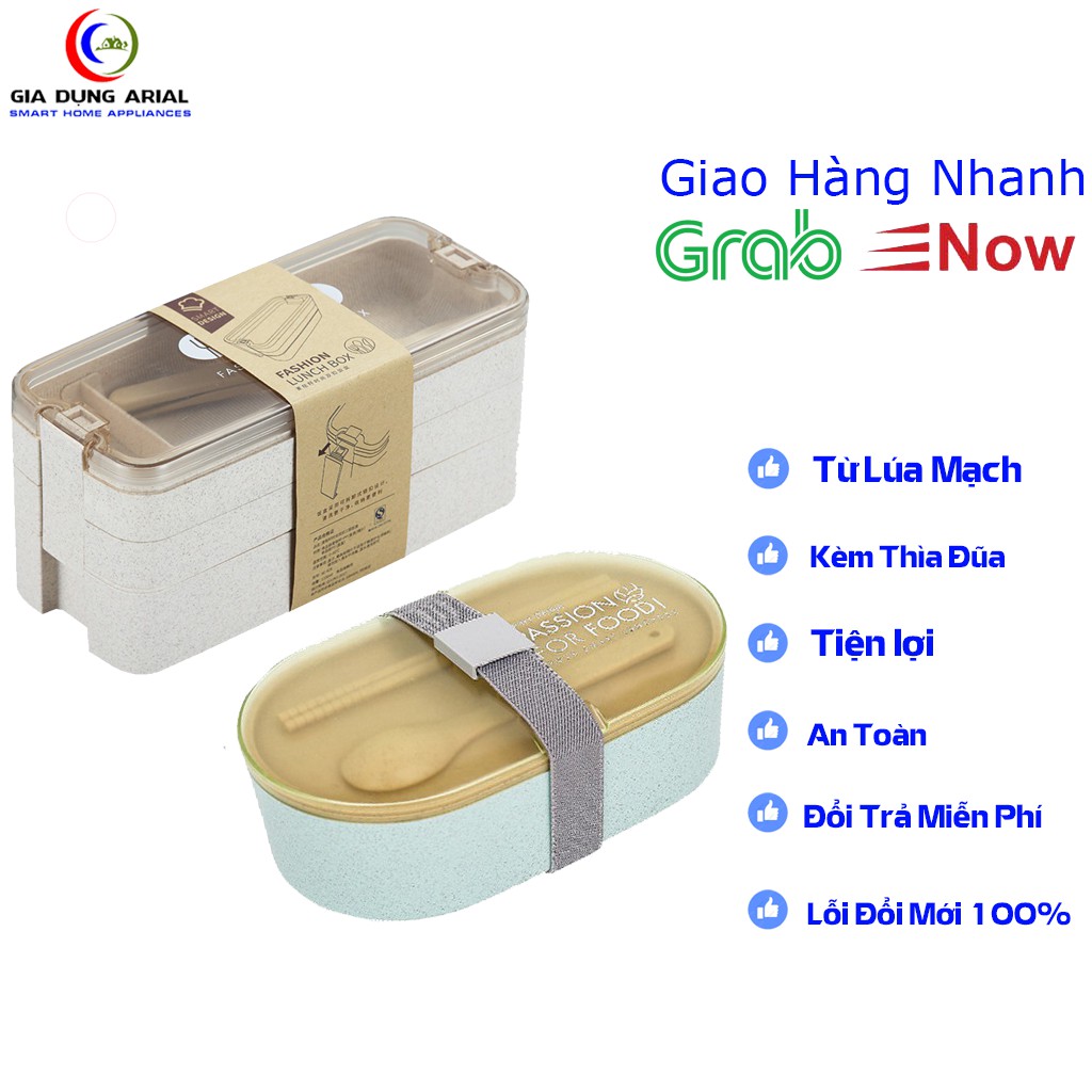 Hộp Đựng Cơm Chất Liệu Lúa Mạch An Toàn Khi Sử Dụng, Hộp Cơm Lúa Mạch 2 và 3 Tầng Có Kèm Đũa Thìa